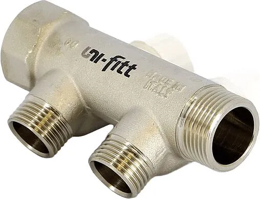 Коллектор регулирующий проходной 2 отвода ¾"в/н x ½"к Uni-fitt 400N3220 Коллектор регулирующий проходной 2 отвода ¾"в/н x ½"к Uni-fitt 400N3220