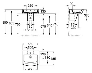 Раковина Roca Hall 55 белый 32788100N, 2