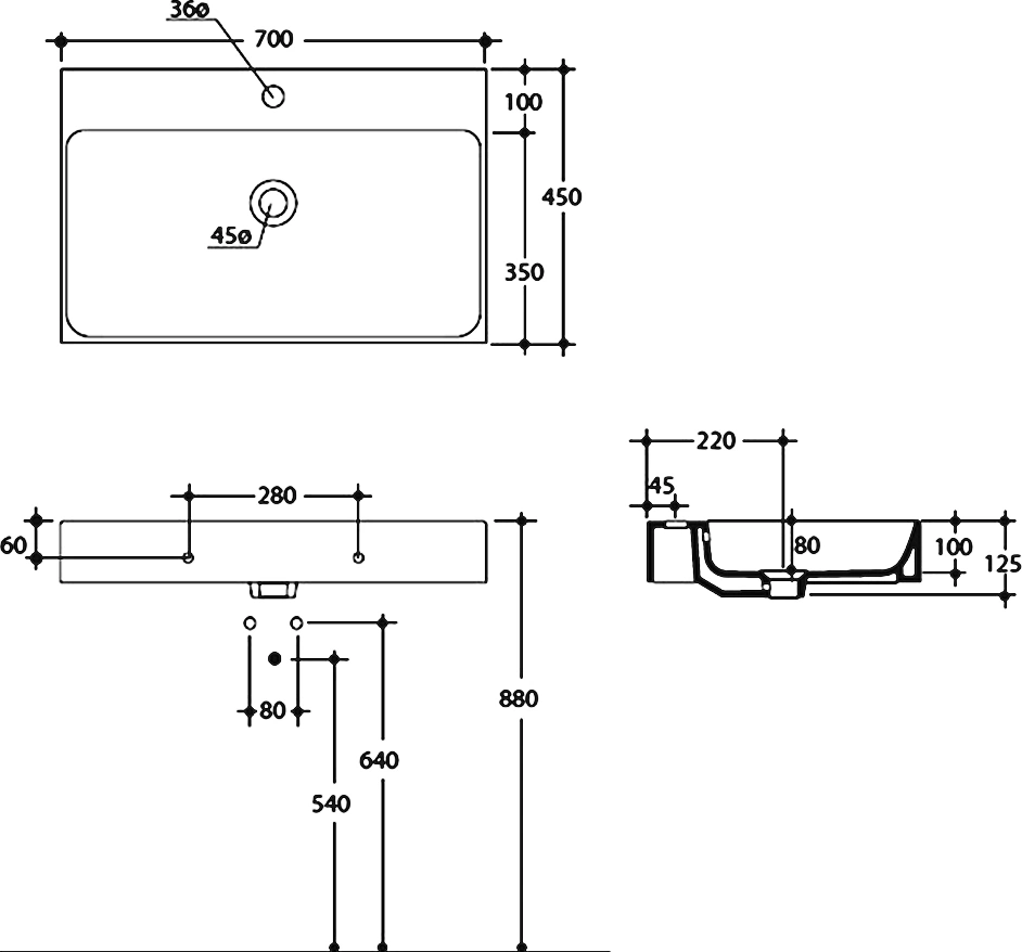 Раковина Kerasan Cento 70 белый 353201*1