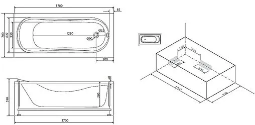 Ванна акриловая Damixa Origin Evo 170x70 82A-170-070W-A Ванна акриловая Damixa Origin Evo 170x70 82A-170-070W-A