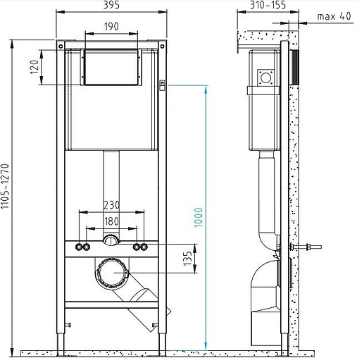 Комплект 6 в 1 Cersanit Delfi S-SET-DEL/Vec/TPL/En-Wh-w с кнопкой Enter BU-ENT/WH белый глянцевый