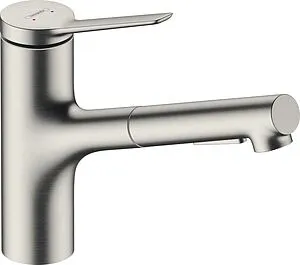 Смеситель для кухни с выдвижным изливом Hansgrohe Zesis M33 150 2jet под сталь 74800800 Смеситель для кухни с выдвижным изливом Hansgrohe Zesis M33 150 2jet под сталь 74800800, 1