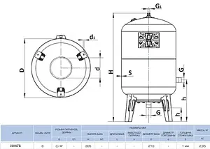 Гидроаккумулятор UNIGB V 8л 8 бар И008ГВ, 2