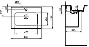 Раковина Ideal Standard Strada II 65 белый T299101 Раковина Ideal Standard Strada II 65 белый T299101, 2