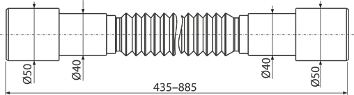 Слив гофрированный AlcaPlast 40/50x40/50мм L=435-885мм A720