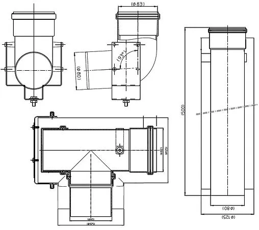 Комплект дымохода базовый Ø 80/125мм L=500мм Protherm 0020199387