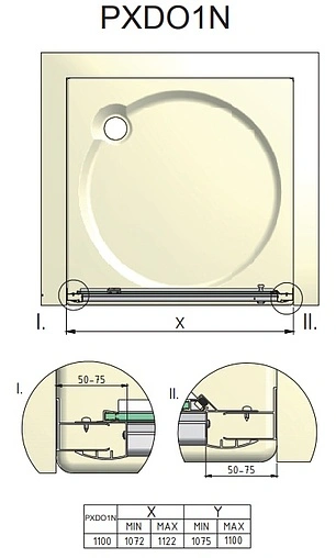 Дверь в нишу 1100мм матовое стекло Roltechnik Proxima Line PXDO1N/1100 525-1100000-00-15