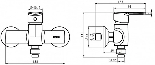 Смеситель для душа Swedbe Olymp хром 1820