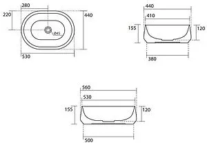 Раковина Kerasan F10 54 белый матовый 460530 Раковина Kerasan F10 54 белый матовый 460530, 2