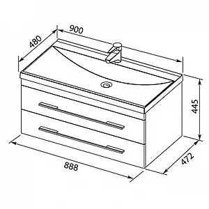Тумба-умывальник подвесная Aquanet Нота 90 венге 00171493+00204119 Тумба-умывальник подвесная Aquanet Нота 90 венге 00171493+00204119, 2