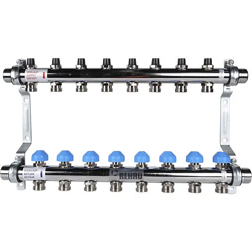 Группа коллекторная без расходомеров 8 отводов 1&quot;н/н x ¾&quot;ек Rehau HKV 12180811001