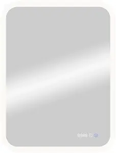 Зеркало с подсветкой Continent Glamour Led 60x80 с часами, с подогревом белый ЗЛП264, 1