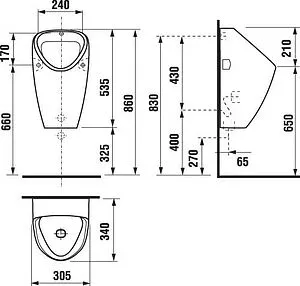 Писсуар с сенсорным смывом от сети Jika Golem Sensor Antivandal белый 8.4307.0.000.483.1, 2