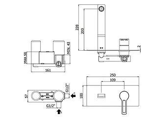 Смеситель для раковины из стены Paffoni Ringo белый матовый RIN105BO Смеситель для раковины из стены Paffoni Ringo белый матовый RIN105BO, 2