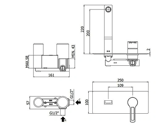 Смеситель для раковины из стены Paffoni Ringo белый матовый RIN105BO
