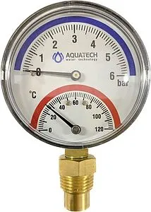 Термоманометр радиальный Wester 80мм 6 бар 120°С ½&quot; TGR004-0-06-0670, 1