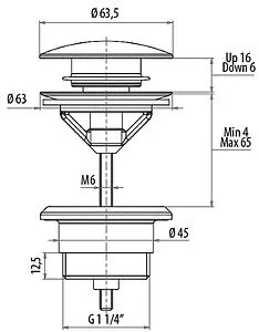 Выпуск автоматический для раковины Gattoni хром 1510/00C0 Выпуск автоматический для раковины Gattoni хром 1510/00C0, 2