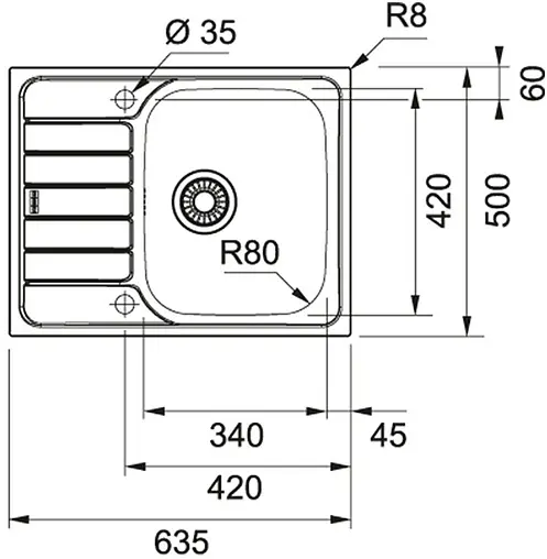 Мойка кухонная Franke Spark SKX 611-63 нержавеющая сталь 101.0553.296