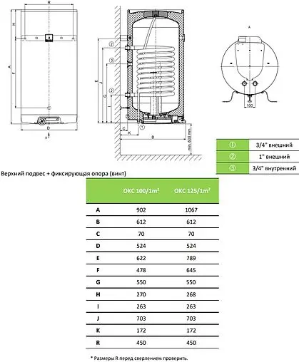 Бойлер комбинированного нагрева Drazice OKC 125/1m2 (24 кВт) 1103209101