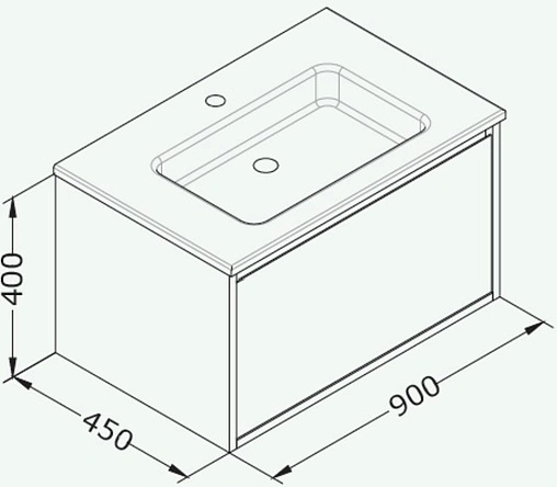 Тумба-умывальник подвесная ISVEA Pro 90 белый 21MGS001191I+10SL50091SV