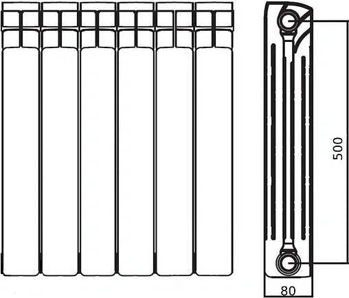 Радиатор биметаллический 6 секций STI Bimetal 500/80