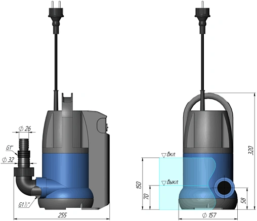 Насос дренажный Q=6м³/ч H=6м Unipump SUB 257 P 63302