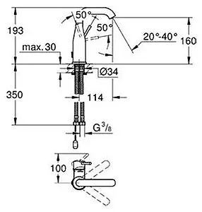 Смеситель для раковины Grohe Essence New хром 23480001 Смеситель для раковины Grohe Essence New хром 23480001, 2