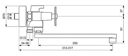 Смеситель для ванны с длинным изливом Vidima Art хром BA329AA