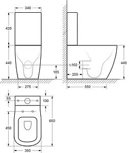 Унитаз-компакт безободковый Cezares Lux белый CZR-159-CPR+CZR-158-T, 2