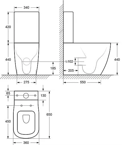 Унитаз-компакт безободковый Cezares Lux белый CZR-159-CPR+CZR-158-T