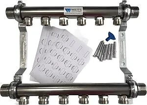 Группа коллекторная распределительная 6 отводов 1"н/н x ¾"ек Watts HLV2000 VA 10080778 Группа коллекторная распределительная 6 отводов 1"н/н x ¾"ек Watts HLV2000 VA 10080778, 1