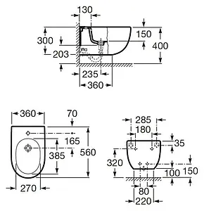 Биде подвесное Roca Meridian белый 357245000, 2