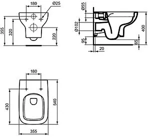 Комплект 3 в 1 Ideal Standard I.Life A RimLS+ WA330101 Комплект 3 в 1 Ideal Standard I.Life A RimLS+ WA330101, 3