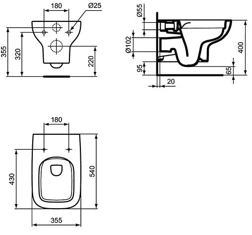 Комплект 3 в 1 Ideal Standard I.Life A RimLS+ WA330101