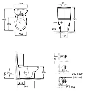 Унитаз-компакт Jacob Delafon Presquile белый 19077-00+E1425-00 Унитаз-компакт Jacob Delafon Presquile белый 19077-00+E1425-00, 2