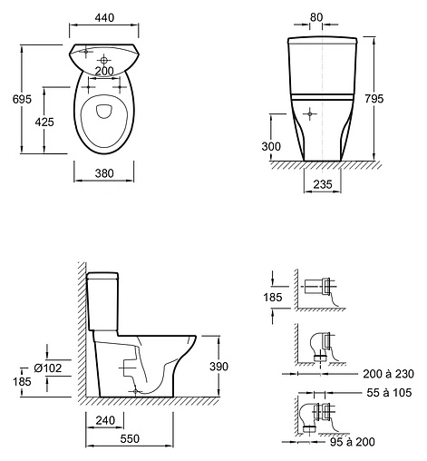 Унитаз-компакт Jacob Delafon Presquile белый 19077-00+E1425-00