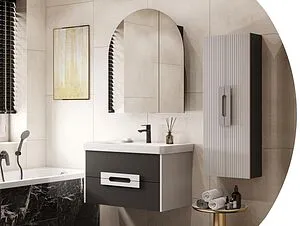 Шкаф-пенал подвесной Aquaton Ар-Деко 40 серый кобальт 1A284703DD8D0, 4