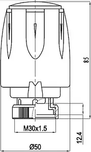 Головка термостатическая M30x1.5 Euros белый EU.ST6136 M30x1.5_k Головка термостатическая M30x1.5 Euros белый EU.ST6136 M30x1.5_k, 2