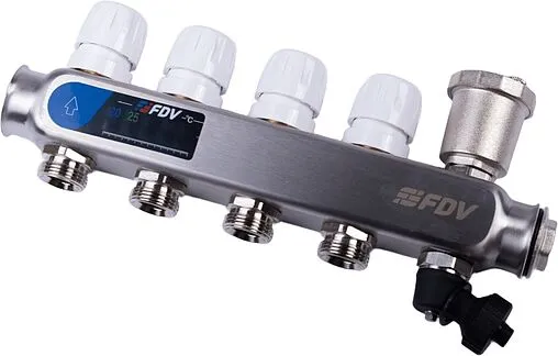 Группа коллекторная с расходомерами 4 отвода 1&quot;в/в x ¾&quot;ек FDV S1103C-2/4