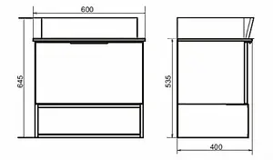 Тумба-умывальник подвесная Comforty Штутгарт 60 дуб тёмно-коричневый/чёрный 00004151039CF, 2