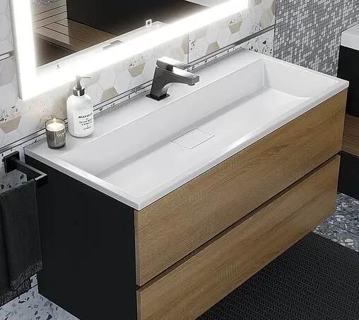 Тумба-умывальник подвесная Uperwood Barsa 100 дуб сонома/чёрный матовый 293020544 Тумба-умывальник подвесная Uperwood Barsa 100 дуб сонома/чёрный матовый 293020544