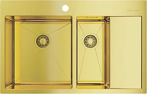 Мойка кухонная Omoikiri Akisame 78-2-LG-L светлое золото 4973087 Мойка кухонная Omoikiri Akisame 78-2-LG-L светлое золото 4973087, 1