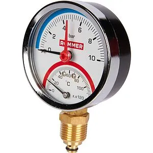 Термоманометр радиальный Rommer 80мм 10 бар 120°С ½&quot; RIM-0006-801015, 4