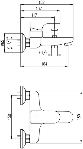 Смеситель для ванны Rav Slezak Yukon белый/хром YU154.5/1CB