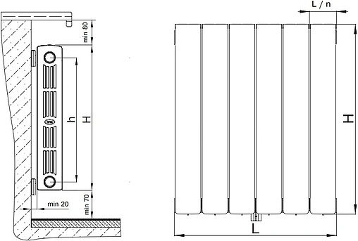 Радиатор биметаллический 12 секций нижнее правое подключение Rifar Supremo Ventil 500 черный RSVRP50012 ant