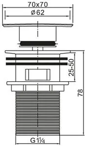 Выпуск автоматический для раковины с переливом BelBagno хром BB-PCU-07-CRM Выпуск автоматический для раковины с переливом BelBagno хром BB-PCU-07-CRM, 2