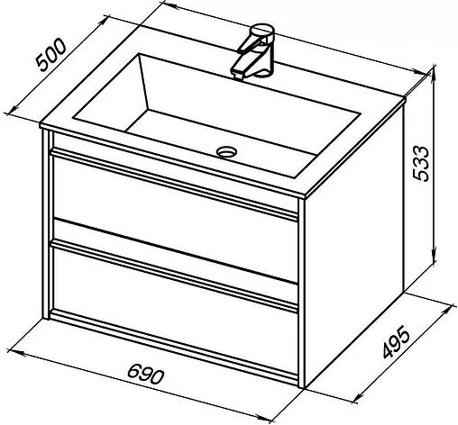 Тумба под умывальник подвесная Aquanet Lino 70 дуб веллингтон 00253911