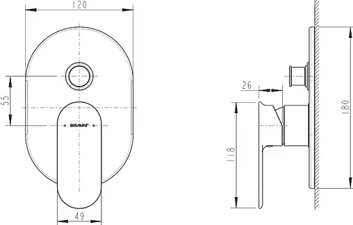 Смеситель для ванны скрытого монтажа Bravat Gina хром PB865104CP-2
