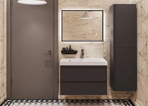 Тумба-умывальник подвесной Домино Graffo 80 графит DGr2106T+4627173210188