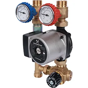 Насосный модуль с термостатическим смесительным клапаном 1&quot;н х ¾&quot;в Stout SDG-0002-002002 с насосом Grundfos UPSO 15-65 130, 2